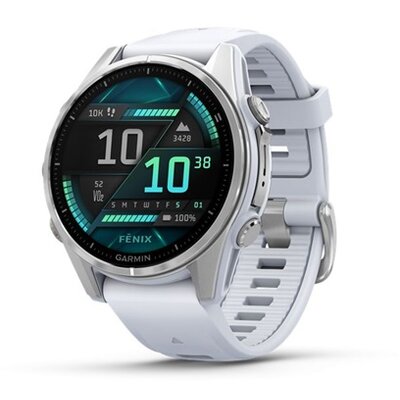 Garmin 010-02903-00 fenix 8 AMOLED (43mm) fehér szilikon pántos ezüst okosóra