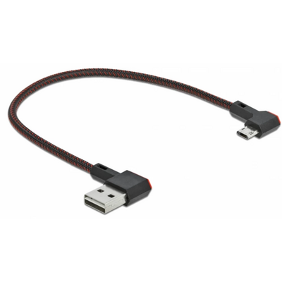 DeLock EASY-USB 2.0 Cable Type-A male to EASY-USB Type Micro-B male angled left / right 0,2m Black