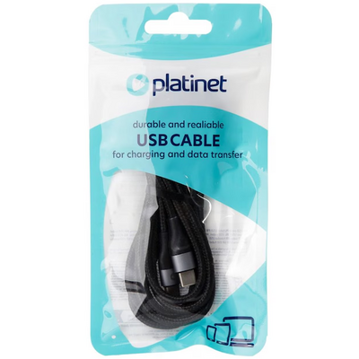 Platinet USB-C to USB-C 42W Braided Cable 2m Black