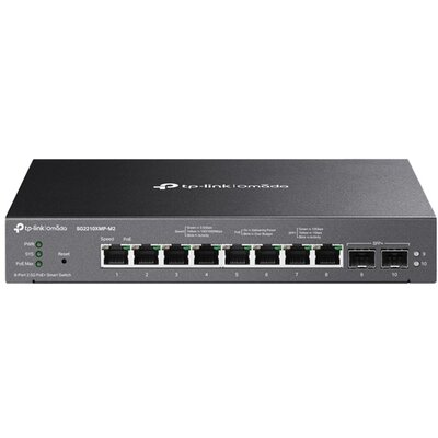 TP-LINK Switch 8x2500Mbps(8xPOE+) + 2x10G SFP+, Menedzselhető, SG2210XMP-M2