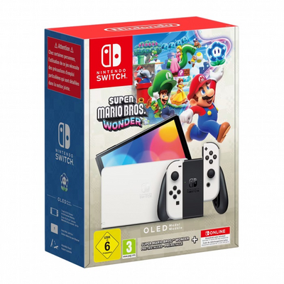 Nintendo Switch OLED játékkonzol + White Super Mario Bros. Wonder + 12hónapos Nintendo Switch Online előfizetés