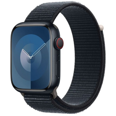 Apple Watch S9 GPS (41mm) éjfekete alumínium tok , éjfekete sport pánt okosóra