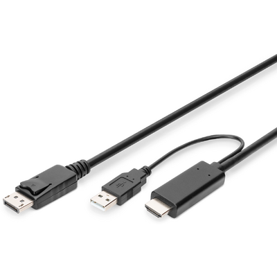 Assmann 2M HDMI TO DP ADAPTER CABLE 4K 30HZ EXTERNAL POWER VIA USB