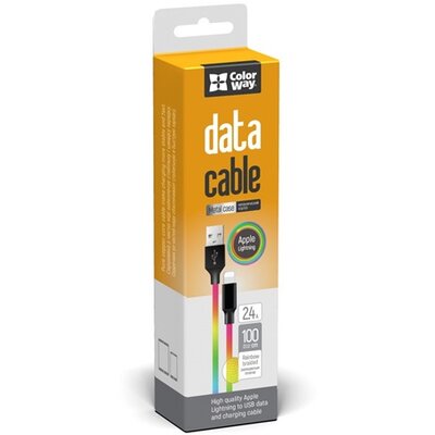 COLORWAY Kábel, Cable USB Apple Lightning (multicolor) 2.4A 1M (CW-CBUL016-MC)