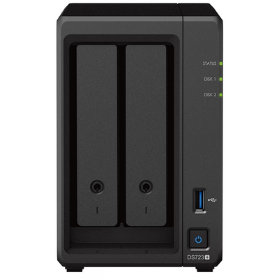 SYNOLOGY NAS 2 fiókos DS723+ 2x6TB HDD-vel, AMD Ryzen R1600 2x2,6GHz, 2GB DDR4 RAM, 2x1000Mbit, 1xUSB3.2Gen1