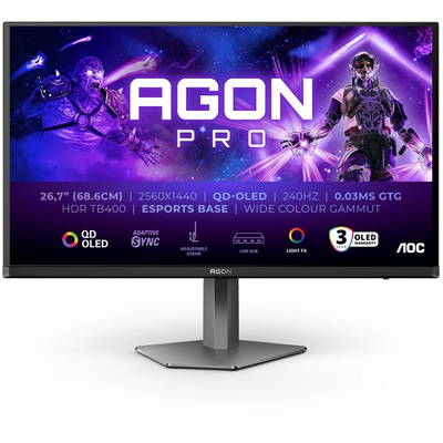 AOC Gaming 240Hz OLED monitor 27" AG276QZD2, 2560x1440, 16:9, 0,03ms, 2xHDMI/2xDisplayport/2xUSB, hangszóró