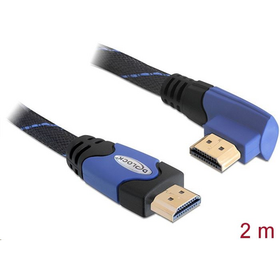 DeLock Cable High Speed HDMI with Ethernet - HDMI A male > HDMI A male angled 4K 2m