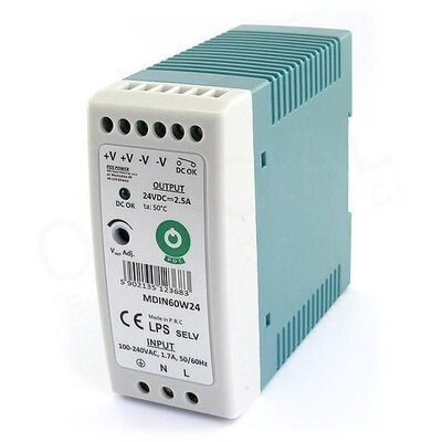 POS POWER MDIN60W24 24V/2.5A 60W DIN sínre szerelhető LED tápegység