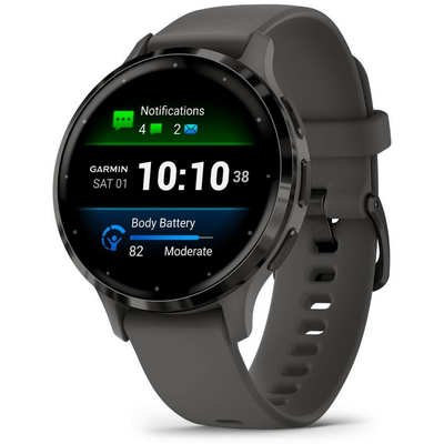 Garmin Venu 3S szürke, szürke kerettel, szilikon szíjjal okosóra