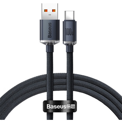 ACC Baseus Crystal Shine Series Fast Charging Data Cable USB to Type-C 100W 1.2m gyorstöltő adatkábel, fekete