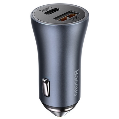 Baseus Golden Contactor Pro Dual Quick Car Charger U+C 40W autós gyorstöltő, szürke