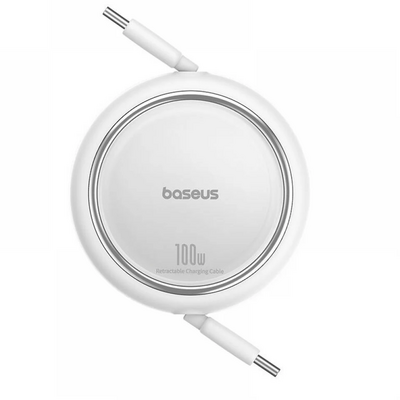 ACC Baseus Free2Draw Mini Retractable Charging Cable Type-C to Type-C 100W 1m felcsévélhető gyorstöltő adatkábel, fehér