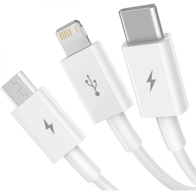 Baseus Superior Series Fast Charging 3,5A 1,2m USB-A - Lightning/Type-C/MicroUSB fehér háromágú kábel