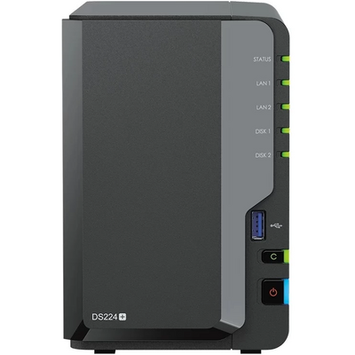 SYNOLOGY NAS 2 fiókos DS224+ 2x6TB HDD-vel, Intel Celeron J4125 4x2GHz, 2GB DDR4, 2x1GbE, 2xUSB3.2Gen1