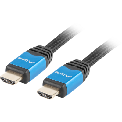 Lanberg HDMI M/M V2.0 kábel 3 méter, fonott CU fekete PRÉMIUM