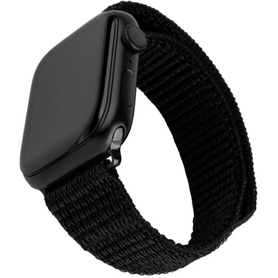 FIXED nylon sportos óraszíj Apple Watch 38/40/41mm-es okosórához, fekete, FIXNST2-436-BK