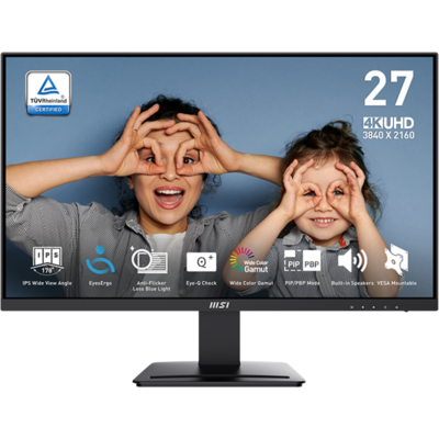 MSI Monitor Business PRO MP273U 27" UHD 3840x2160, IPS, 16:9, 60Hz, 4ms, 300cd/m2, 1000:1, 2x HDMI, DP, Black