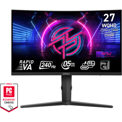 MSI Monitor GAMING MPG 275CQRXF Ívelt 27" Rapid VA WQHD 2560x1440, 16:9, 240Hz, 0,5ms, 4000:1, 2x HDMI, DP, USB-C, Black