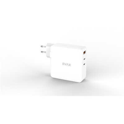 AVAX CH921W PRIME 140W GaN gyors hálózati töltő 2x Type C (PD 3.1)+USB A 30W, fehér