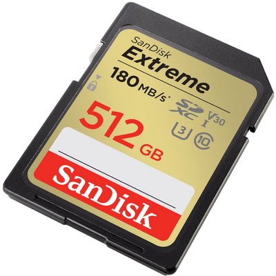 Sandisk EXTREME 512GB SDXC MEMORY CARD PLUS 1 YEAR RESCUEPRO DELUXE