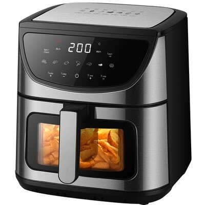 TOO AF-800-S 2000 W ezüst 8 L, dupla (alsú-felső) fűtésű forrólevegős sütő (air fryer) digitális vezérléssel, betekintő