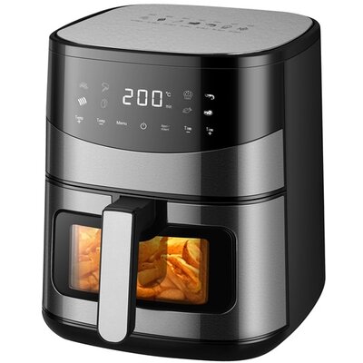 TOO AF-600-S 1500 W ezüst 6,5 L forrólevegős sütő (air fryer) digitális vezérléssel, betekintő ablakkal