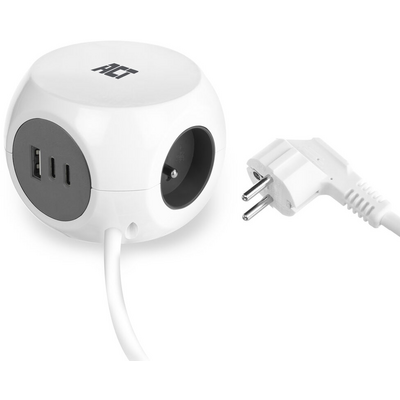 ACT Power Strip Cube E Socket Hálózati Elosztó 3DIN 1,5m White