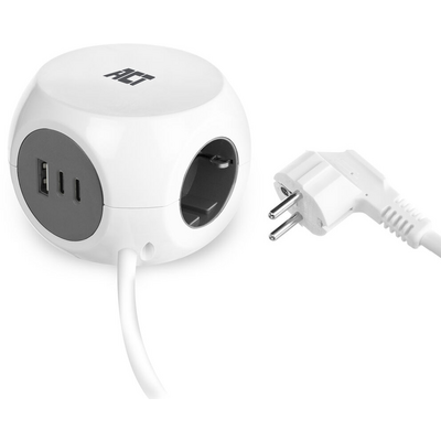 ACT Power Strip Cube F Socket Hálózati Elosztó 3DIN 1,5m White