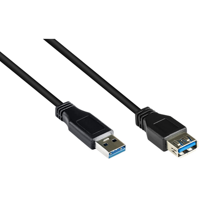 ACT USB 3.0 A male to USB A female 0,5m Black
