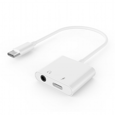 Gembird A-CM-3.5FP-01 USB type-C plug to stereo 3.5 mm audio adapter cable with extra power socket white