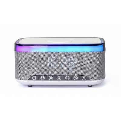 Gembird DAC-SPKBT-QC15-GR Digital alarm clock with speaker wireless charging function White/Light Grey