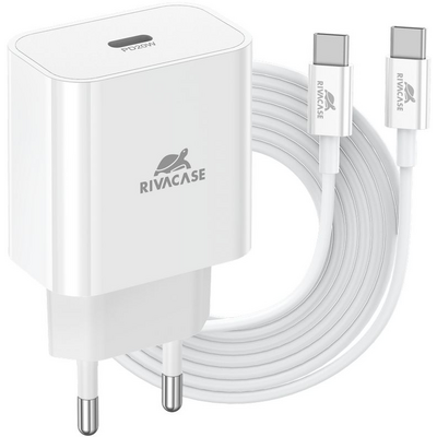 RivaCase RivaPower PS4101 WD4 EU Wall Charger 20W PD 3.0/ 1 USB-C with USB-C/USB-C Cable White