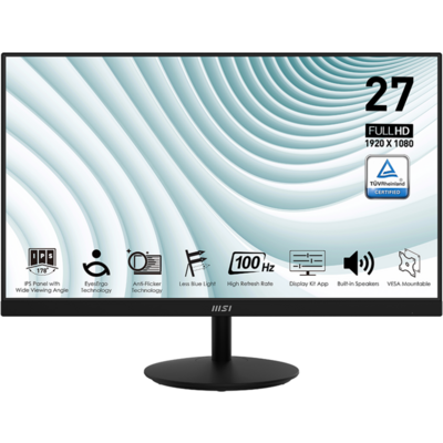 MSI 27" Business PRO MP271A FHD IPS 100Hz DP/HDMI/VGA fekete monitor