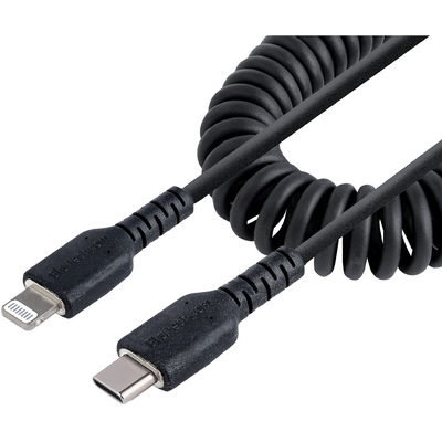 Startech.com USB C TO LIGHTNING CABLE - 50CM (20IN) COILED CABLE BLACK