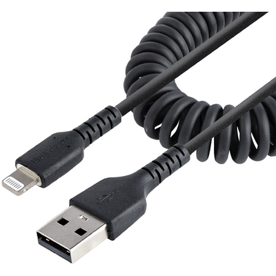 Startech.com USB TO LIGHTNING CABLE - 1M (3.3FT) COILED CABLE BLACK