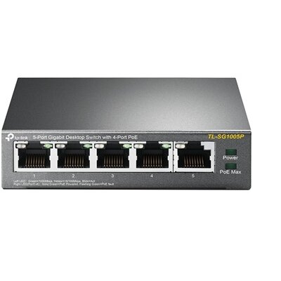 TP-Link TL-SG1005P 5x GbE LAN Switch 4xPoE nem menedzselhető asztali switch