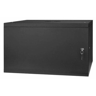 Stalflex RC19-6U-450MB 19" 6U 450 mm mély lapra szerelt fekete fém ajtós fali rack szekrény