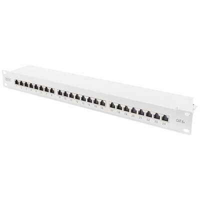 DIGITUS CAT6A 24port 19" 1U kompakt szürke árnyékolt Patch Panel