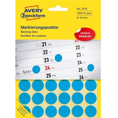 Avery 3375 18mm 1056db-os kék jelölőpont