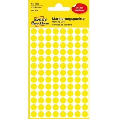 Avery 3593 8mm visszaszedhető 416db-os napsárga jelölőpont