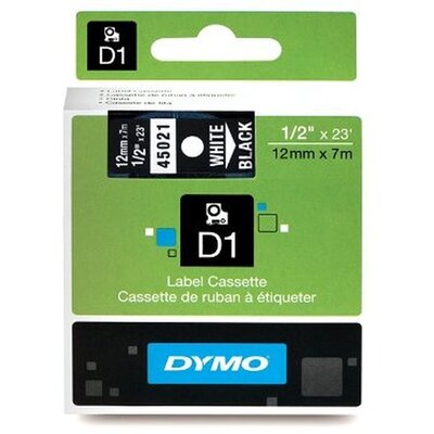 Dymo D1 12mmx7m fekete/fehér feliratozógép szalag