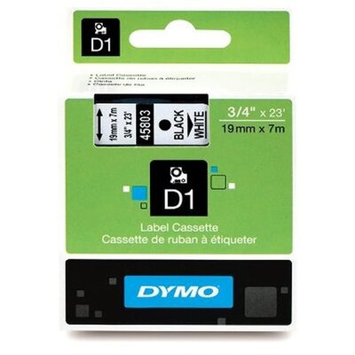 Dymo D1 19mmx3,5m fekete/fehér feliratozógép szalag