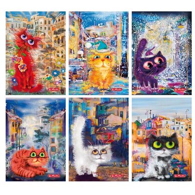 Herlitz Crazy Cats PP A5 60lapos vonalas füzet