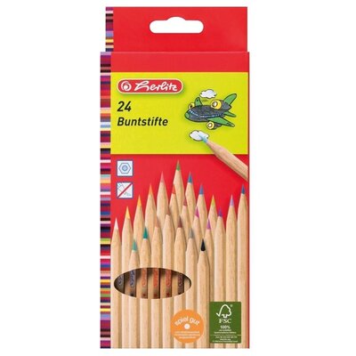 Herlitz 24db-os natúrfa vegyes színű színes ceruza