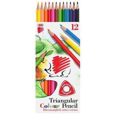 ICO Süni háromszög alakú 12db-os vegyes színű színes ceruza