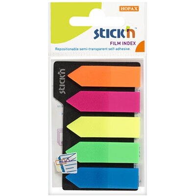 StickN 21143 42x12mm 5x25lapos nyíl formájú neon oldaljelölő címke