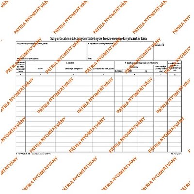 B.15-46 A4 25lapos fekvő "Szigorú számadású nyomtatványok beszerzése" nyomtatvány