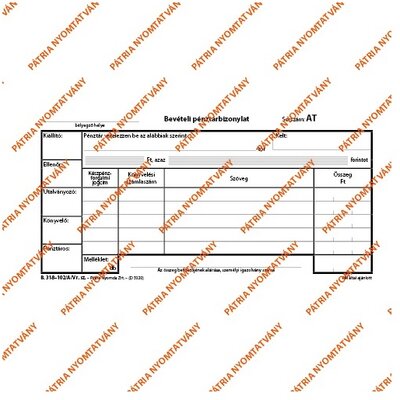 B.318-102/A/V 25x3lapos "Bevételi pénztárbizonylat" nyomtatvány