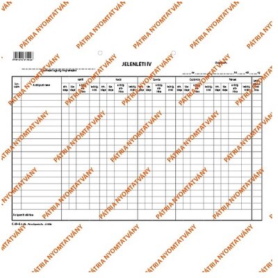 C.60-5 A4 5napos fekvő "Jelenléti ív szabadlap" nyomtatvány