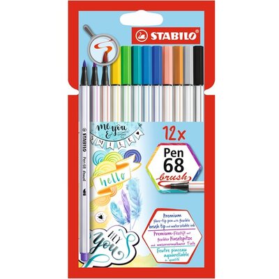 Stabilo Pen 68 brush 12db-os vegyes színű ecsetfilc